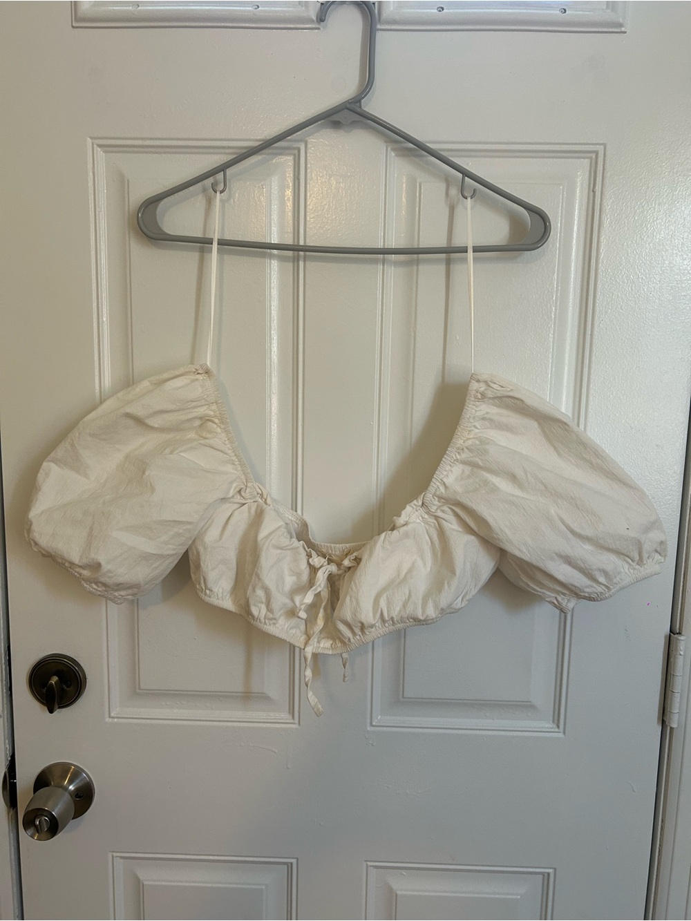 Cream Puff Sleeve Crop Top - Romantic Peasant Style